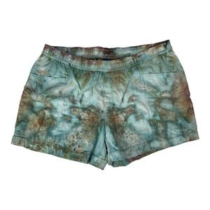 NWOT Hand Dyed Lounge Beach Shorts Blue Green Brown Earthy Size Women XL Elastic